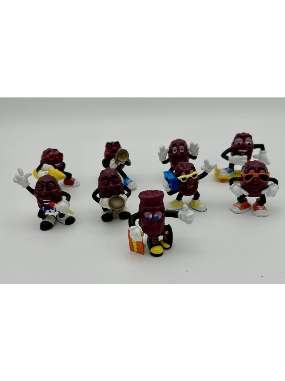 Lot Of 9-Vintage-1980s California Raisins PVC Figurines-Band/Surf/Skating